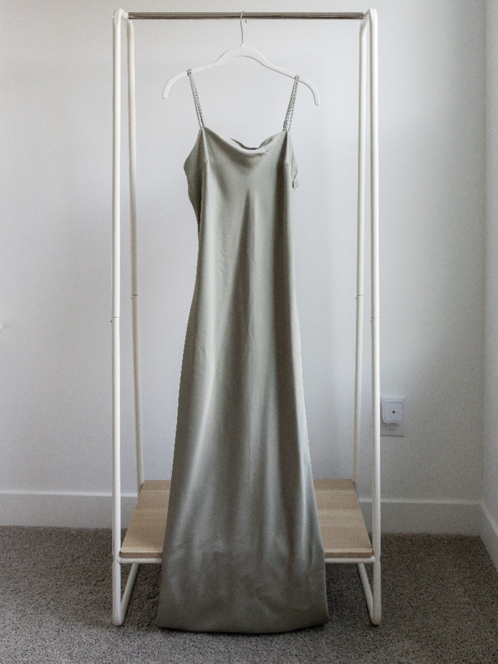NWT Abercrombie Green Satin Slip Midi Dress - Medium